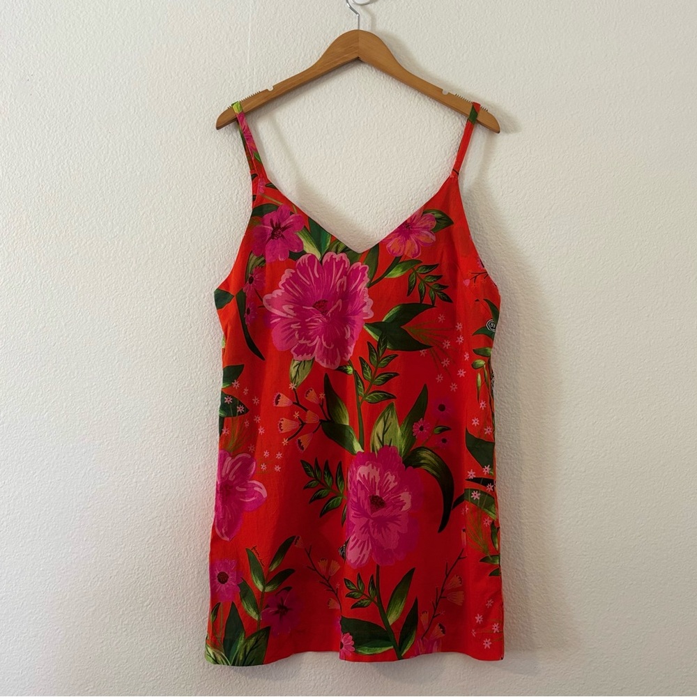 FARM Rio Floral Red and Pink Sleeveless Mini Dress Size Large